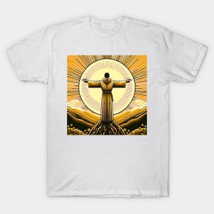 AI Saint Francis of Assisi as a Franciscan Tau Expressionist Effect 3 T-Shirt